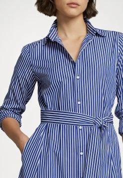 Polo Ralph Lauren Long Sleeve Day Dress - Blousejurk - Bright Navy/ White -dress shop 7064be1c35a746fa8634b5fceea2004a