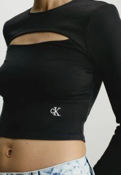 Calvin Klein Jeans Milano Cut Out Long Sleeve Top - Longsleeve - Ck Black -dress shop 7092ccfe4c364ee68cbc0ec697904b52