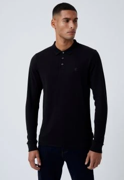 French Connection Long Sleeve- Poloshirt - Black Gunmetal