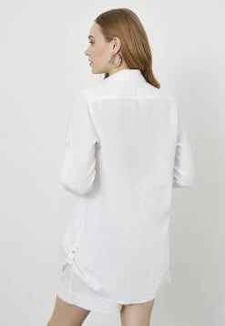 Just Like You Linen Long Sleeve Shirt - Overhemdblouse - White