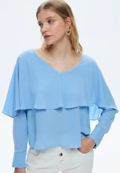 AdL Ruffled Long Sleeve - Blouse - Blue