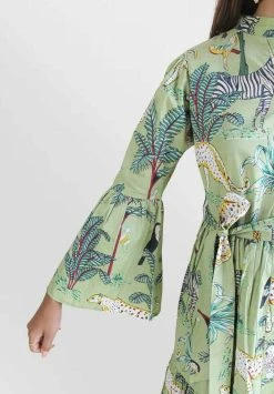 Bombay Sunset Long Sleeve Zambia D5 - Blousejurk - Green -dress shop 765f748dedd841abb016716e8819e17a