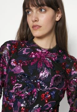 ML Monique Lhuillier Long Sleeve Sequin Short Dress - Cocktailjurk - Black -dress shop 769762ccac9d490ab71180cb7a4bc7d8