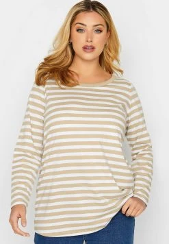 Yours Clothing Stripe Long Sleeve- Longsleeve - Brown