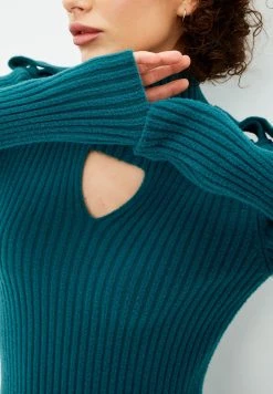 CESARE GASPARI High Neck Long Sleeve - Etui-Jurk - Teal -dress shop 7fed97e120b04d4e9e462ab7be7e9210