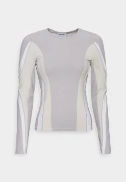WEEKDAY Rush Biker Long Sleeve - Longsleeve - Grey/Off White Colblock