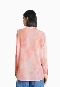 BERSHKA Long Sleeve - Overhemdblouse - Brown -dress shop 82dbccd5567a4b5f8fb55d70091166fe