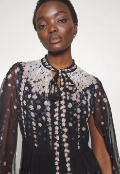 Erdem Long Sleeve Cape Effect Gown Bow Neck Detail - Galajurk - Black/Multi 15 Erdem Long Sleeve Cape Effect Gown Bow Neck Detail - Galajurk - Black/Multi -dress shop 8750fd8f7936443288d1b33b2d7e8f46