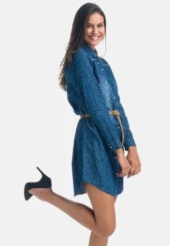 Koroshi Long Sleeve- Spijkerjurk - Azul Osc Dark Blue -dress shop 89ae7677b1d1440c80a76d8d0d19682b