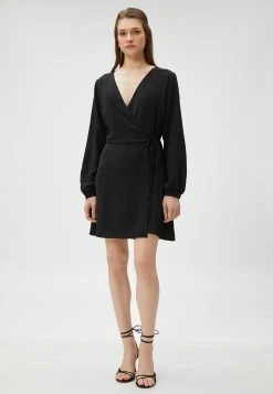 Koton Wrapped Mini V Neck Long Sleeve - Jurk - Black 7 Koton Wrapped Mini V Neck Long Sleeve - Jurk - Black -dress shop 89d682b71d734a3f99abad994e757969