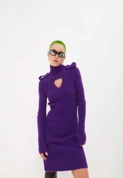 CESARE GASPARI High Neck Long Sleeve - Etui-Jurk - Purple