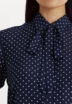 Lauren Ralph Lauren Katazrina Long Sleeve Button Front Shirt - Overhemdblouse - Navy/Cream -dress shop 8d4586560c0e487b990cb22043e82711