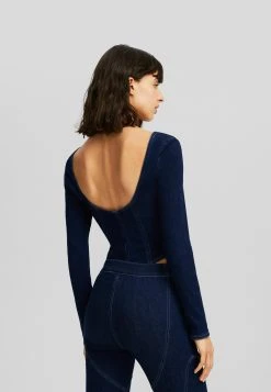 BERSHKA Long Sleeve With Cut-Out Detail - Blouse - Light Blue -dress shop 8e74f2be4f9749e4a093a0d4952fd9a8