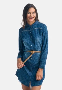 Koroshi Long Sleeve- Spijkerjurk - Azul Osc Dark Blue