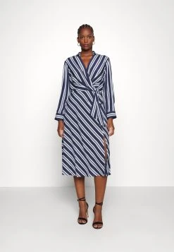 Diamin Long Sleeve Day Dress - Jurk - Navy/White
