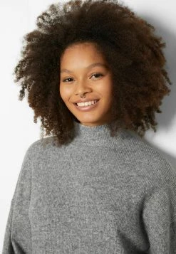 BERSHKA Long Sleeve - Gebreide Jurk - Mottled Grey -dress shop 91f02386c88746768e78693e687bb97e