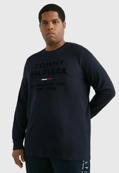 Tommy Hilfiger Plus Flock Logo Long Sleeve - Longsleeve - Desert Sky