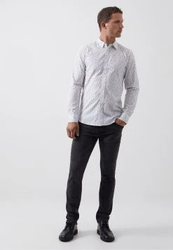 French Connection Long Sleeve- Overhemd - White Black Flower -dress shop 9901205f8a0940a4b48945a795535a94
