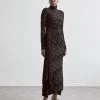 Victoria Beckham Long Sleeve High Neck Dress - Maxi-Jurk - Black
