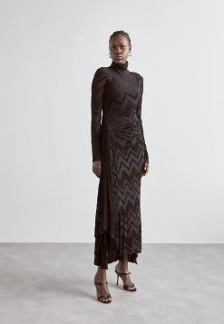 Victoria Beckham Long Sleeve High Neck Dress - Maxi-Jurk - Black