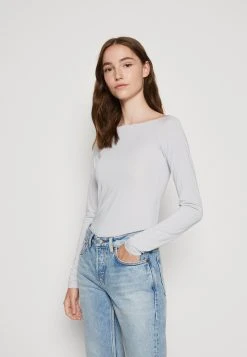 WEEKDAY Off Shoulder Long Sleeve - Longsleeve - Light Grey/Blue