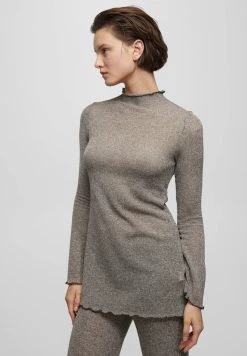 PULL & BEAR Long Sleeve - Gebreide Jurk - Brown