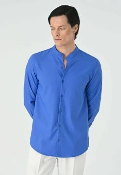 Antioch Mandarin Collar Long Sleeve - Overhemd - Sax -dress shop 9eb0d3f5a19a41b59ef6253d27e5e311