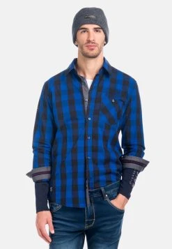 Koroshi Long Sleeve Plaid - Overhemd - Azul Blue