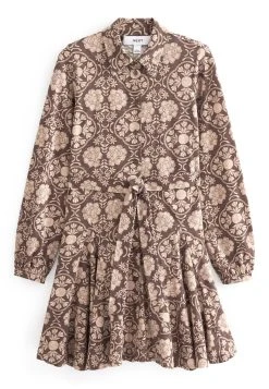 Next Long Sleeve Belted Standard - Blousejurk - Brown Paisley -dress shop a344cdfdef834e7db356e3fd909b4c86