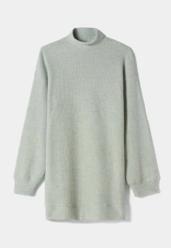 BERSHKA Long Sleeve - Gebreide Jurk - Evergreen -dress shop a382fe82a9df43c09755b4a393c35e13