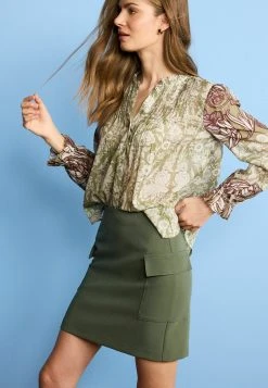 Next Ruffle Neck Long Sleeve - Overhemdblouse - Green Floral -dress shop a45c0520f74c4f2495e2233ac5fdd01d