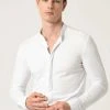 Antioch Grandad Collar Hidden Button Long Sleeve- Overhemd - White