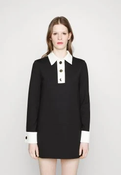 Viktor&Rolf Polo Collar Long Sleeve Dress- Jerseyjurk - Black