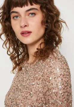 Maya Deluxe Long Sleeve Delicate Midaxi Dress - Galajurk - Taupe Blush -dress shop a739bd9dd57442a1a63483a702065969