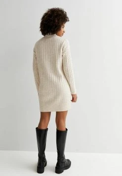 New Look Long Sleeve- Gebreide Jurk - Off White -dress shop a9ee012b180e4b7eba227cef59726e66