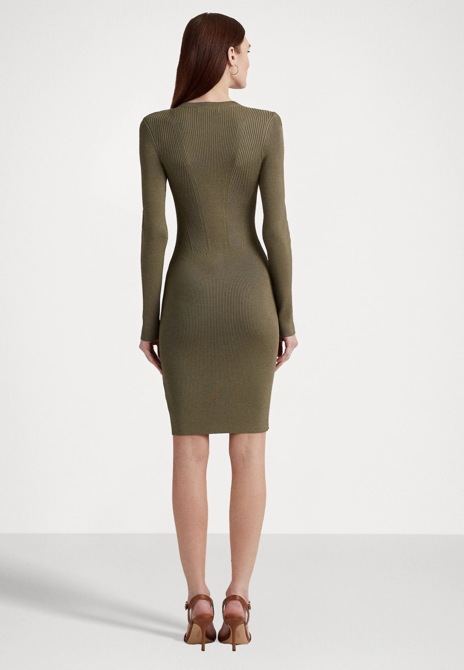 Lauren Ralph Lauren Geojinay Long Sleeve Day Dress - Gebreide Jurk - Olive Fern 3 Lauren Ralph Lauren Geojinay Long Sleeve Day Dress - Gebreide Jurk - Olive Fern - Afbeelding 3