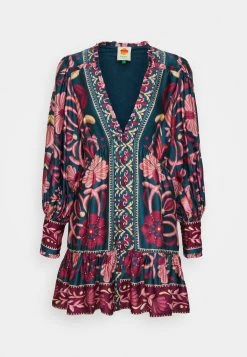 Farm Rio Long Sleeve Mini Dress - Blousejurk - Seasheel Teal -dress shop b19a0f18cf06448d9e855e449ac64722