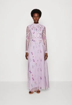 Maya Deluxe Premium Long Sleeve Maxi Dress - Galajurk - Lilac Multi