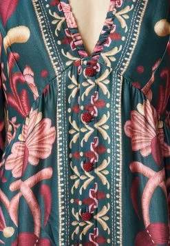 Farm Rio Long Sleeve Mini Dress - Blousejurk - Seasheel Teal -dress shop b325593093db4480bc3b6caf2c2cd583