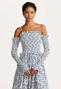 Polo Ralph Lauren Long Sleeve Day Dress - Jurk - Blue Floral