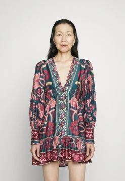 Farm Rio Long Sleeve Mini Dress - Blousejurk - Seasheel Teal