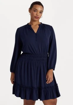 Kinslie Long Sleeve Day Dress - Jerseyjurk - Refined Navy