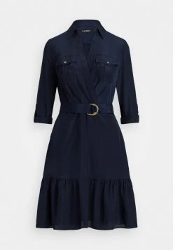 Lauren Ralph Lauren Magomyr Long Sleeve Day Dress - Jurk - Navy -dress shop b7f8f0cc47e344efbb26537fdb2b283c