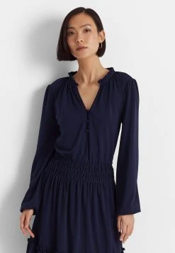 Lauren Ralph Lauren Kinslie Long Sleeve Day Dress - Jerseyjurk - French Navy