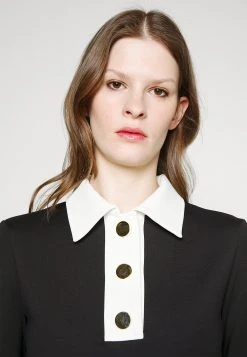 Viktor&Rolf Polo Collar Long Sleeve Dress- Jerseyjurk - Black -dress shop c5fa225714e243df97263886c8307d49