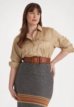 Courtenay Long Sleeve Button Front Shirt - Overhemdblouse - Birch Tan