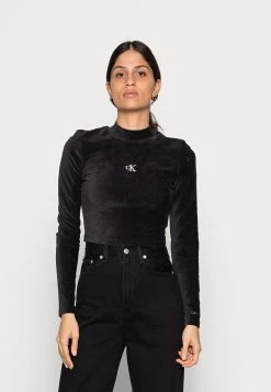Calvin Klein Jeans Velvet Long Sleeve- Longsleeve - Black