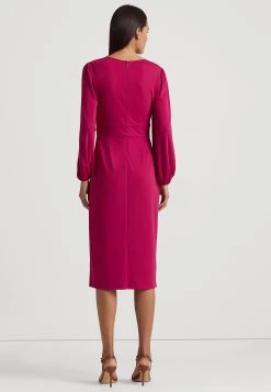 Lauren Ralph Lauren Lizbel Long Sleeve Day Dress - Jerseyjurk - Fuchsia Berry -dress shop cb60c60c8e9d43c29064e6abaf37df66