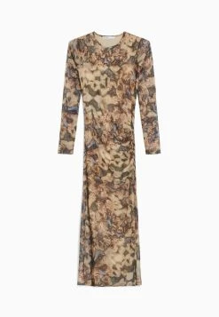 BERSHKA Long Sleeve - Jurk - Sand -dress shop ce4ccfdc09934294a5cdcb8661148750