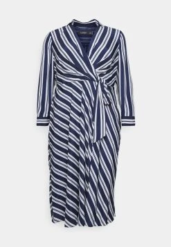 Diamin Long Sleeve Day Dress - Jurk - Navy/White -dress shop cf2e47a4823f4abbae561d4624f1648f